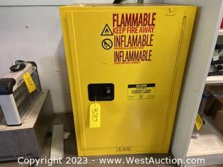 Uline Flammable Liquid Storage Cabinet Model H-22185Y with Contents