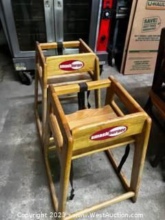 (2) Oak Wood Toddler Chairs 