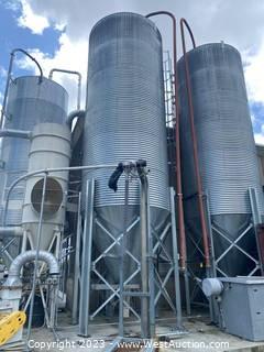 Grain Silo with Approximately 6,000lbs of Grain Inside and Auger - 48,000lb Capacity