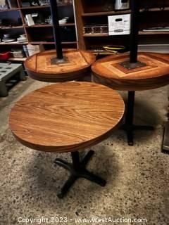 (Qty 5)36” Round Wood, Laminate Tables