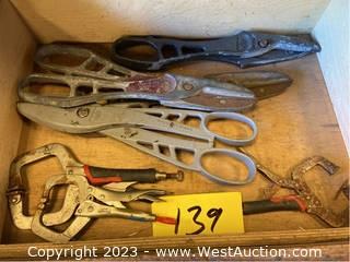 Contents of Drawer: (3) Vice Pliers and (4) Shearing Scissors 
