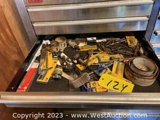 Contents of Drawer: Assorted Drill Bits and Saw Blades