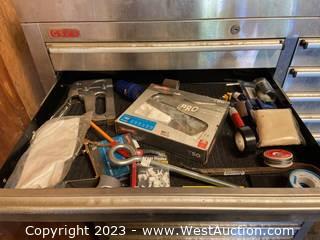 Contents of Drawer: (2) Staple Guns, Heavy Duty Staples, Eye Bolt, Thread Seal Tape, Electrical Tape, and More