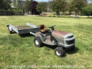 Garden Tractor with 7' x 5' Flatbed Trailer