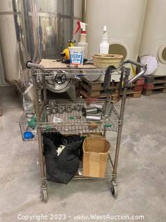 Rolling Metro Style Rack With Contents 