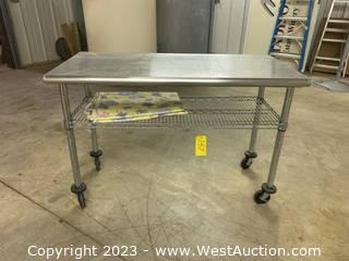 Rolling Stainless Steel Prep Table - 49.5”x24”x33”