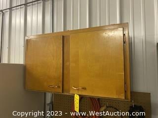 Wood Cabinet With Contents 