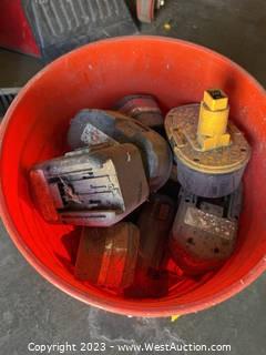 Bucket of Assorted Tool Batteries 