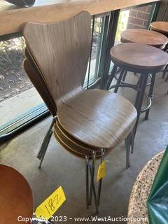 (4) Wood Chairs With Metal Legs