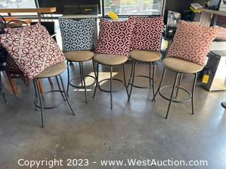 (5) Barstools With (6) Assorted Pillows