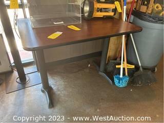 Wooden And Laminate Table With Metal Legs (No Contents) 