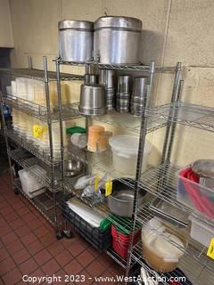 Contents of Rack: Plastic Bins, Stainless Steel Pots, Fryer Baskets, Hardware (Racking NOT Included)
