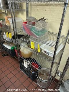 Contents of Rack: Bins, Lids, Strainers, Stainless Steel Pots, Utensils (Racking NOT Included)