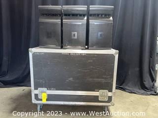 (3) JBL VRX 932LA Loudspeakers With Heavy Duty Rolling Road Case 