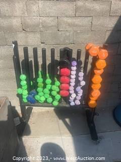 Dumbell Rack With Various Dumbbells 