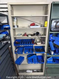 (1) Shelving Unit and Contents: Tap And Dies, T-Handle Alans, Tape, and More