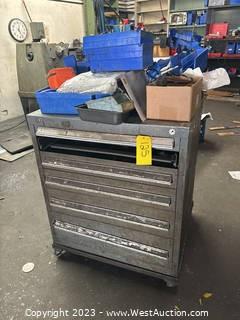 Rolling Steel Tool Cabinet And Contents: Taps And Dies, Drill Bits, and More