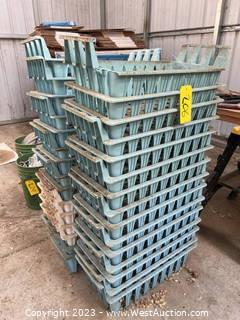 (2) Stacks of Plastic Crate Bins 
