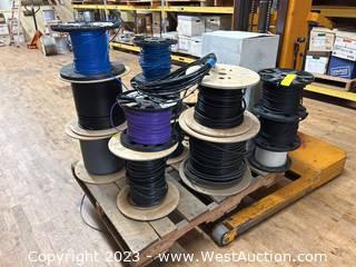Contents of Pallet: Approximately (17) Assorted Spools of Communications Cable 