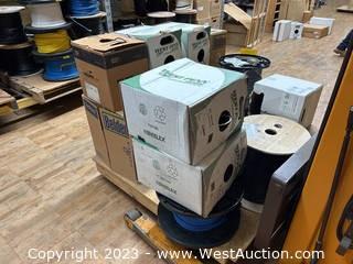 Contents of Pallet: Approximately (18) Assorted Spools of Communications Cable 