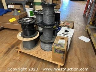 Contents of Pallet: Approximately (18) Assorted Spools of Communications Cable 