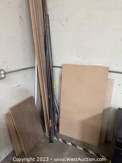 Contents Of Corner: Husky 69” San Angelo Bar, Assorted Wood, And Assorted Metal Pieces