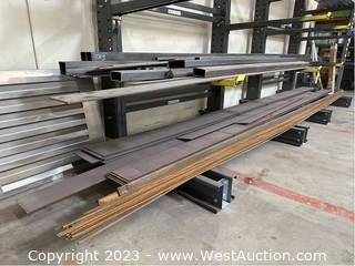 Contents Of (2) Shelves: Assorted Square Tubing, Angle Iron, Flat Bar, And More 