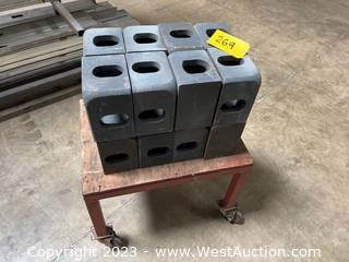 (16) Shipping Container Corner Blocks With Rolling Cart