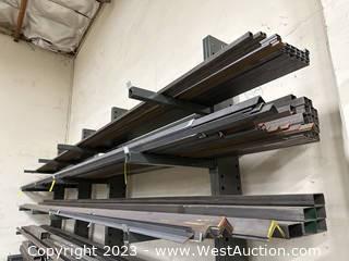 Contents Of (3) Shelves: Assorted Angle Iron And Square Tubing - Approximately (100) Pieces Total