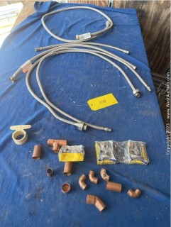 (5) Braided Hose Faucet Pipes, Copper Fittings, and More