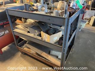 Metal Rolling Shop Cart with Assorted Drill Bits, Metal, and More