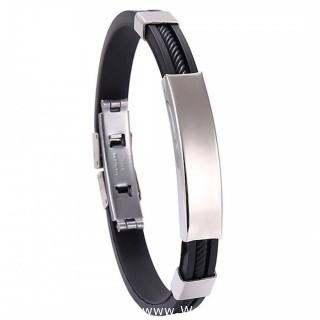 (49) Black - Titanium Stainless Steel Silicone Bracelets (for Men and Women)