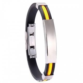(49) Yellow - Titanium Stainless Steel Silicone Bracelets (for Men and Women)