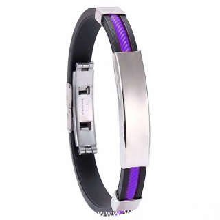 (49) Purple - Titanium Stainless Steel Silicone Bracelets (for Men and Women)
