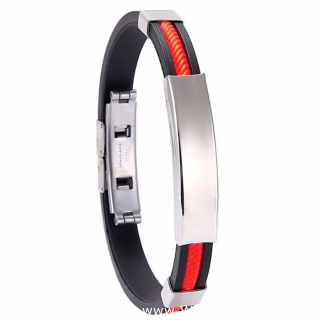 (149) Red - Titanium Stainless Steel Silicone Bracelets (for Men and Women)