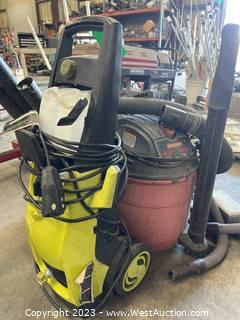 Craftsman 4HP shop Vac With SunJoe Pressure Washer And Dust Buster 