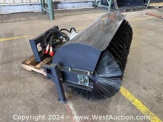 2023 Wolverine Mini Skid Steer Hydraulic Angle Broom Attachment with Controller 
