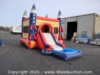 Rocket Bounce House with Slide and Pool
