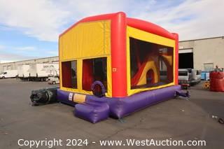 Large Bounce House with Tunnel, Slide, Obstacles, Basketball Hoop, Velcro for Art Panel (Ninja Jump C5)
