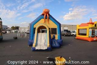 Octopus Bounce House with Slide and Basketball Hoop