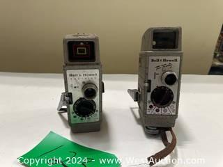 (2) Vintage Bell And Howell 8mm Film Home Movie Cameras: One-Nine, Two-Twenty
