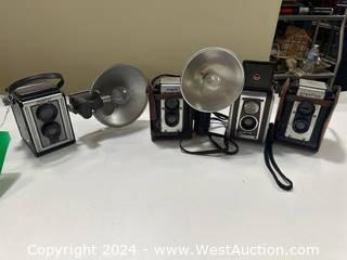 (4) Assorted Vintage Argus And Kodak Box Cameras: Argoflex, Spartus, & Duoflex