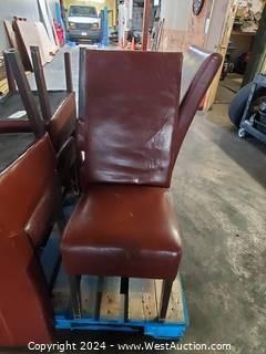 (7) Leather Dining Table Chairs
