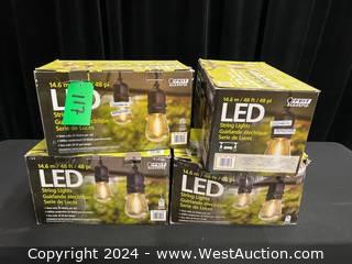 (4) Boxes 48’ LED String Lights (with Steel Cable)
