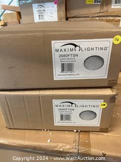 Set of (2) Maxim Lighting 2-Light 13" Satin Nickel Flush Mount Ceiling Lights