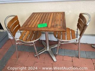 Wood And Metal Patio Table And Chair Set